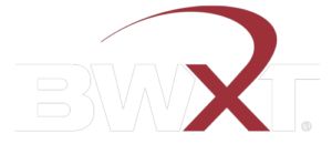 BWXT main logo white with red letter X on a clear background