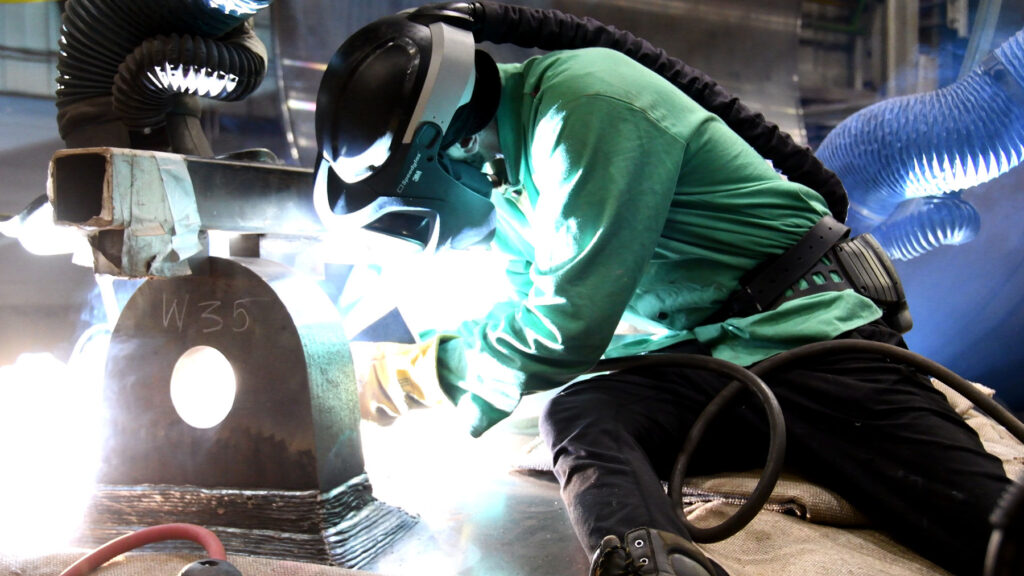 BWXT Welder working on a large component.